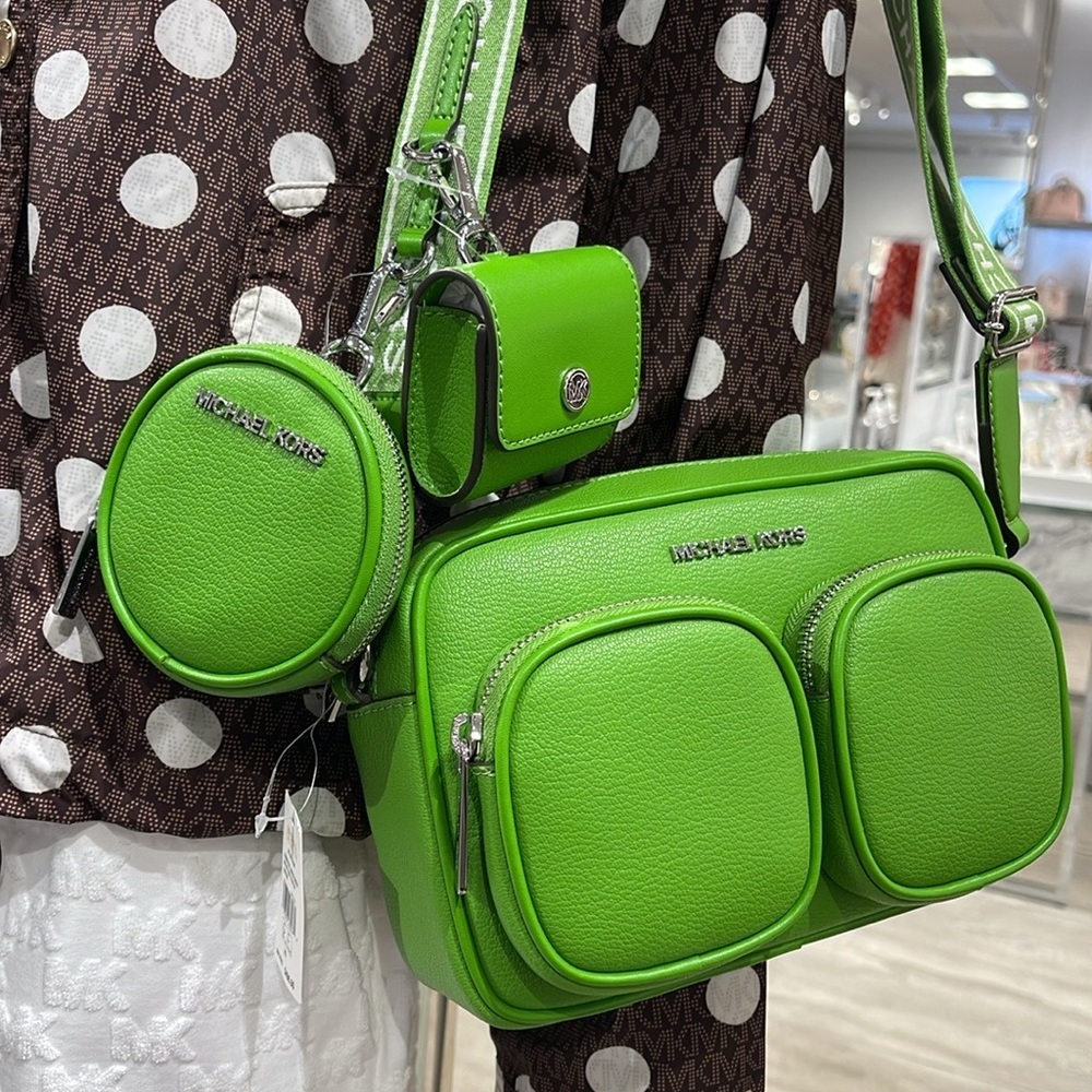 Michael Kors Jet Set Leather Medium Crossbody Bag with Case for Apple Airpods Pr - Picture 15 of 16